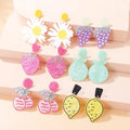 Newest Retro Acrylic Print Earrings New Daisy Fruit Drop Earrings Fashionable Vintage Style Jewelry