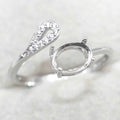 Sterling Silver 6*8mm Semi Mount Ring Frame Empty Blank Support Claw Setting S925 Base Holder Without Center Stone for DIY Inlay