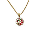 Creative Jewelry Gold Plated Round Pendant rainbow Zircon Life Tree Necklace
