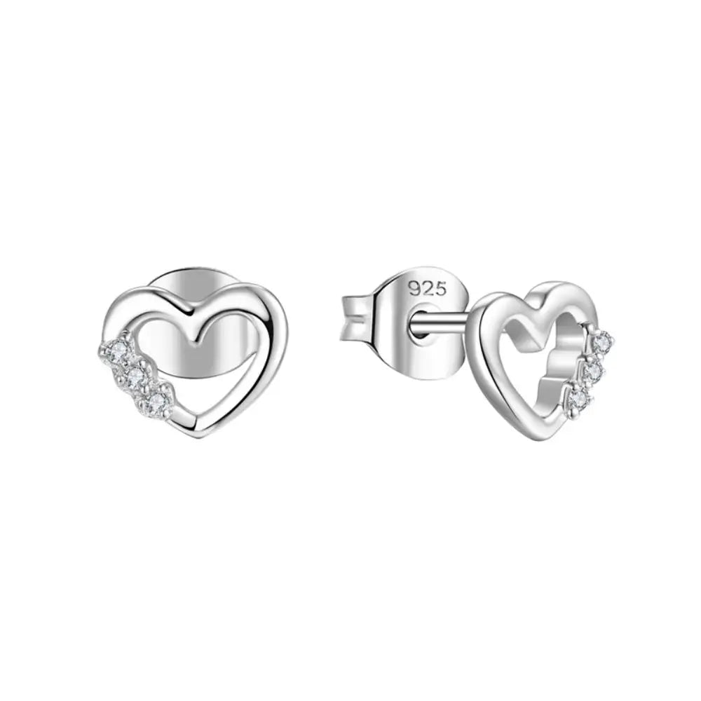 2024 Wholesale Real 925 Sterling Silver  Hearts Fashion Shape Stud Earrings for Women Bead Charm Gift Diy Jewelry