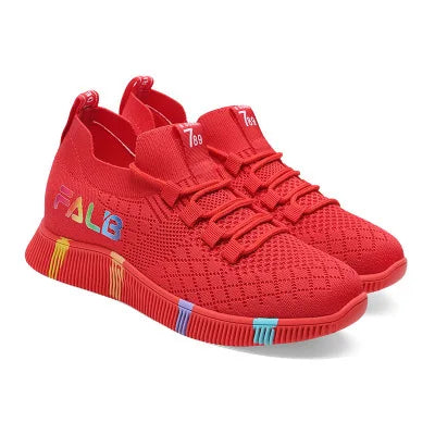 Women's Fashion Solid Colour Lace up Trainers Fly Woven Breathable Women's Running Shoes Outdoor Non-slip Ladies Walking Shoes