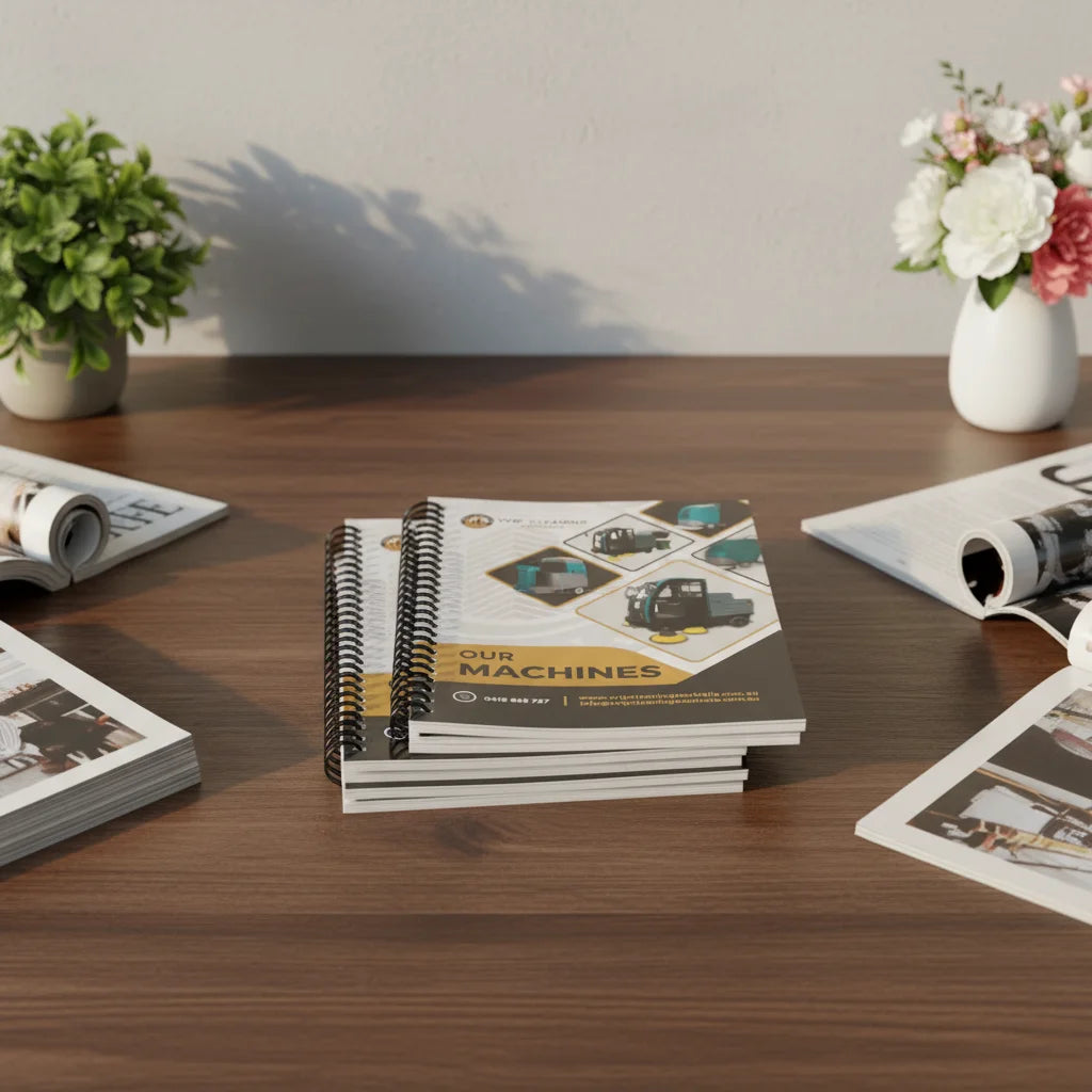 Customized Spiral Bound Hardcover Note Features Printed Brochure Booklet Coil Binding Catalogue in Hard Cardboard Paper Material