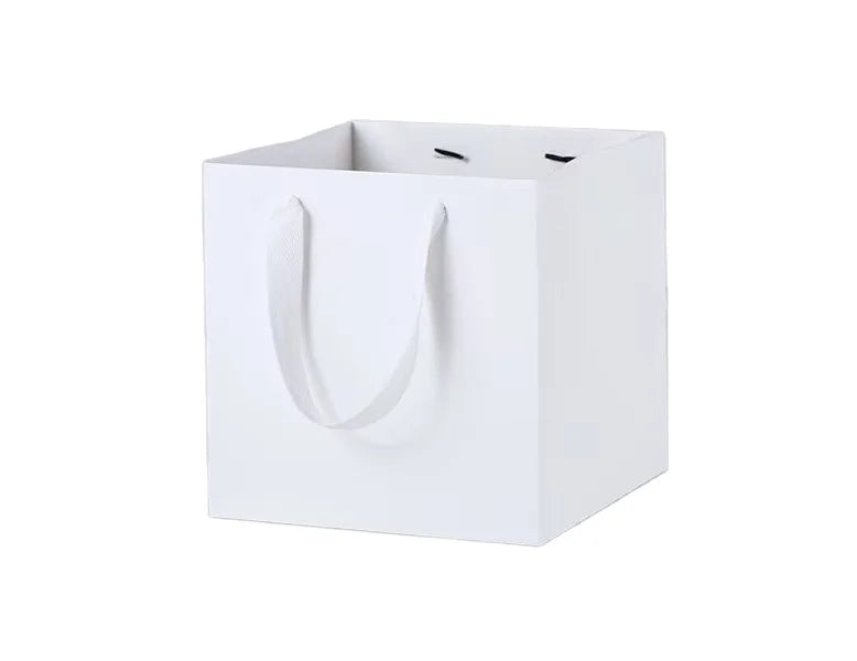Durable Square Paper Shopping Bags with Ribbon for Sushi and Chocolate Gift Promotion Fast Shipping Stocks