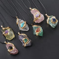 Gold Plated Irregular Shaped Crystal Raw Stone Pendant Jewelry Accessory Spiritual Products Crystal Necklace