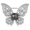 2024 New Light Luxury High Shine Pearl Inlaid Zircon Butterfly Brooch Women's Jewelry Gift Customized