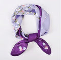 2024 Spot Wholesale Design logo Fresh plum Flower Folding Fan Pattern New Ladies 70 * 70 square Scarf Satin Scarf