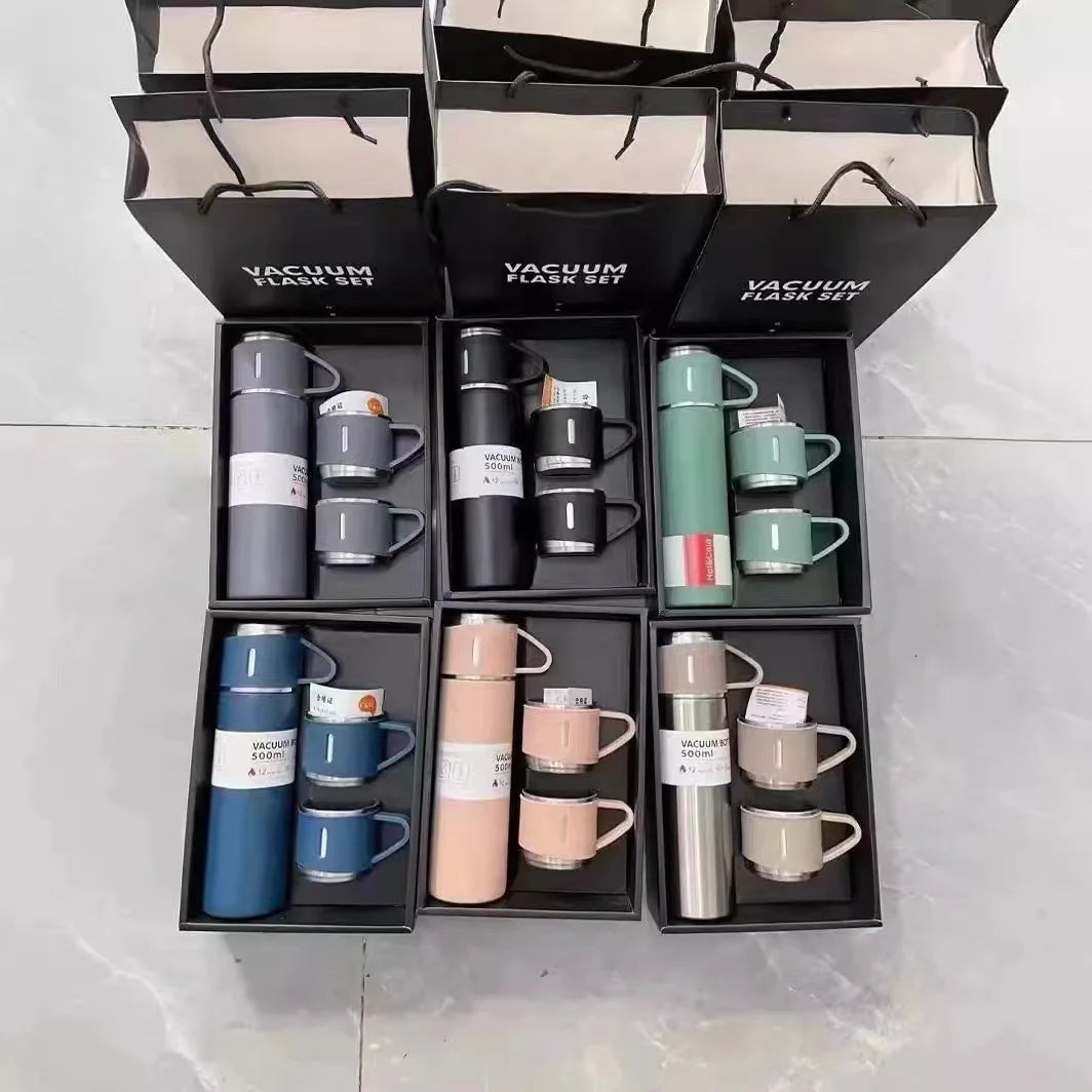 500ML Business Style with Handle  Stainless Steel Lid Travel Water Bottle Holiday Gift Set Gift Box Stainless Steel Water Bottle