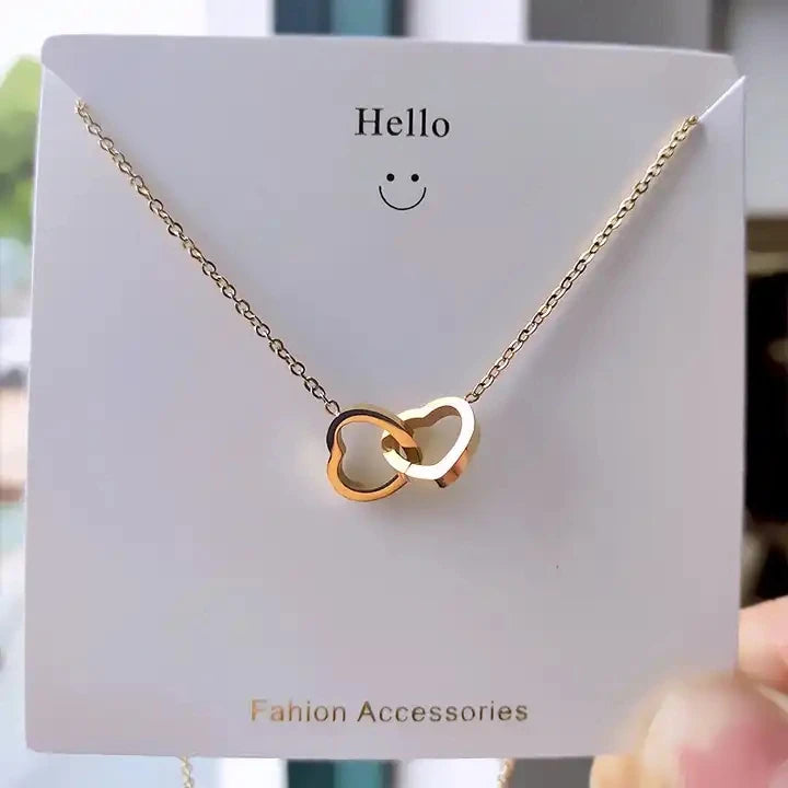 Mother's Day Necklace Ladies Jewelry Mother's Day Heart to Heart Heart Necklace Birthday Jewelry for Mom Gift Mother's Day Card