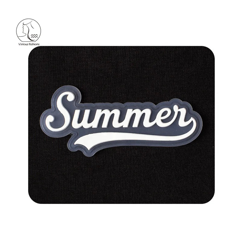 YunShang Custom T Shirt Tags 3D Print Applique Textured Badges Labels silicone Patches On Sew Garment
