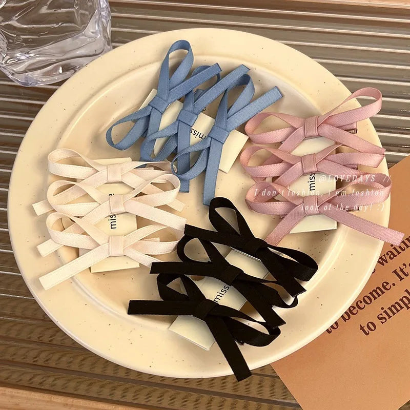 Cute Children's Accessories Made of Metal and Fabric Unique 5cm Ribbon  Bow Hair Clip Bow