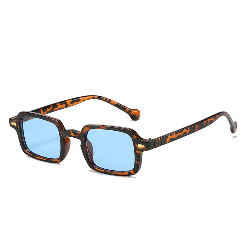 STORY W186 2025 Brand Designer Retro Rivet Square Sun Glasses Female Shades Vintage Leopard Blue Rectangle Sunglasses Women Men