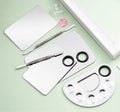 Make up Nail Art Accessories Metal Mixing Tray Stainless Steel Cosmetic Palette Makeup Mixing Palette with Spatula