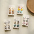 Colorful Cut Dots Leopard Stripe Trendy Earrings Jewelry 3pairs/set Heart Acrylic Stud Earrings for Women