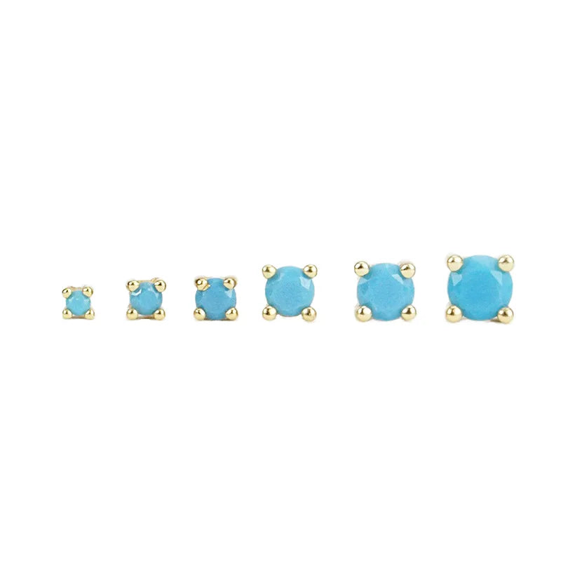 925 Sterling Silver Earrings Turquoise Stones Earrings Gemstone Stone Crystal Colorful Stone Sweet Sterling Silver Earrings