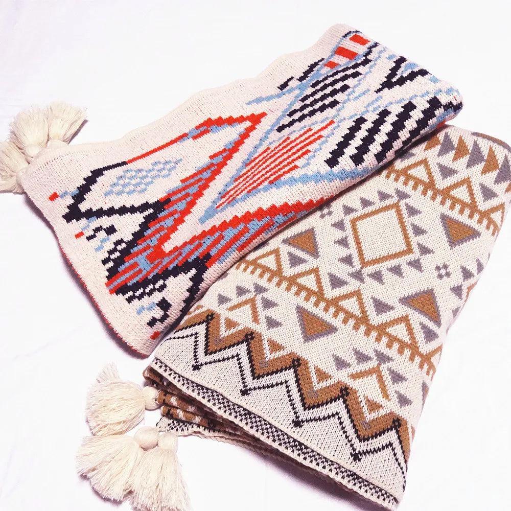 Amity Bohemian Style Sofa Cover Blanket Acrylic Summer Air Conditioning Nap Blanket Small Soft Knitted Blankets Wholesale