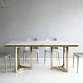 Modern Luxury Golden Stainless Steel Dinning Table Home Furniture Dining Table With Marble Top for Dining Room