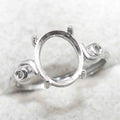 Sterling Silver 9*11mm Semi Mount Ring Empty Frame Blank Support Setting S925 Base Holder Without Center Stone for DIY Inlay