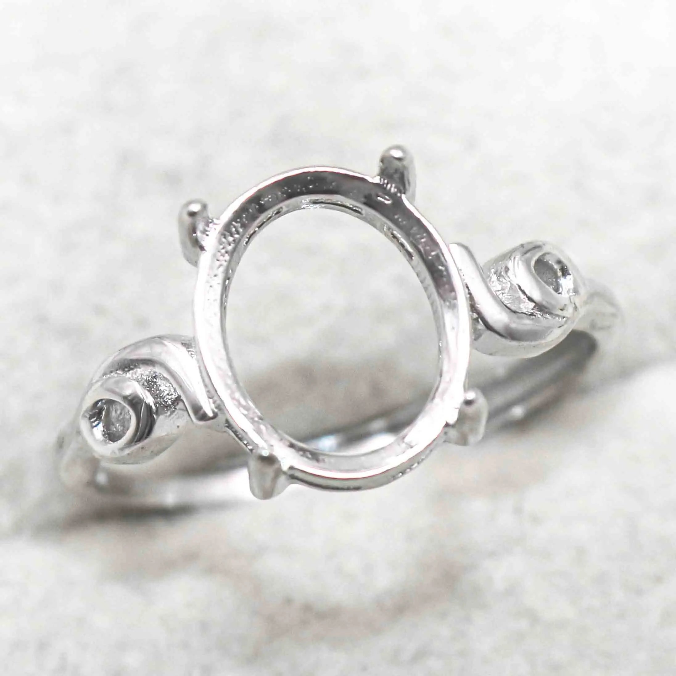 Sterling Silver 9*11mm Semi Mount Ring Empty Frame Blank Support Setting S925 Base Holder Without Center Stone for DIY Inlay
