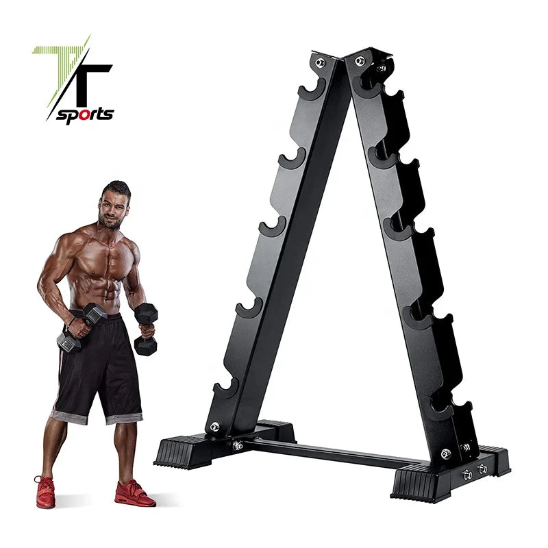 TTSPORTS Commercial A-Frame Hex Dumbbell Rack Double Dumbbell Stand Gym Dumbbell Set With Rack