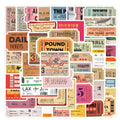 50Pcs Retro Air Ticket Funny Notebook Diy Decor Stickers For Travel Diary Decorative Girl Washi Label Sticker Decor