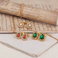 Hypoallergenic Stainless Steel Waterdrop Shaped Iced Out Colorful CZ Zircon Stud Earrings