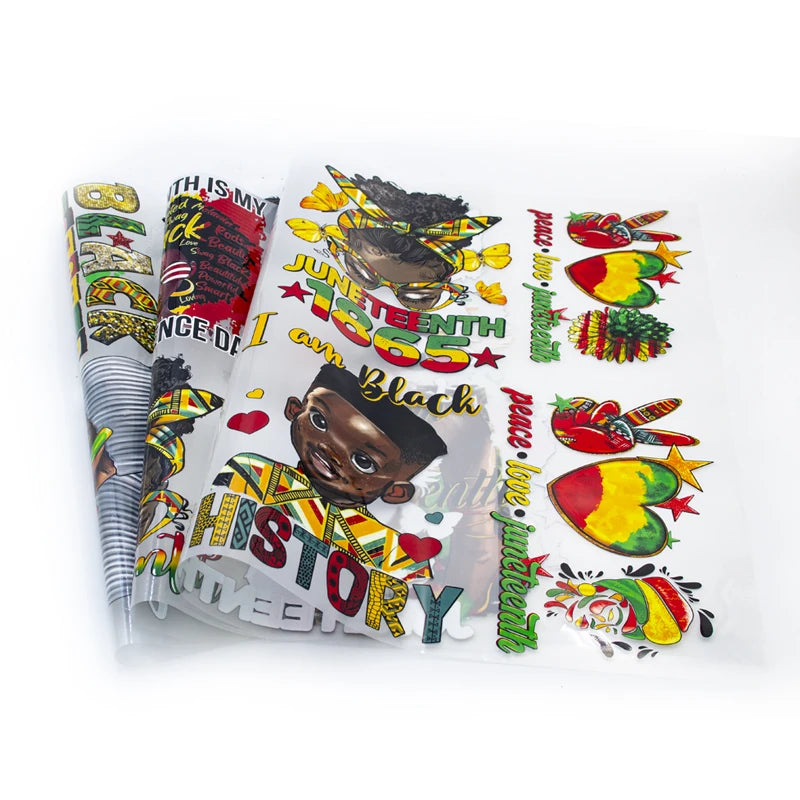 Screen Print Transfers Wholesale Juneteenth Day 3d Vinyl Heat Transfer Black Girl Sticker Print for T-shirt