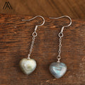 Classic Romantic S925 Sterling Silver Earrings Heart-Shaped Natural Crystal Stud Jewelry Gift for Her