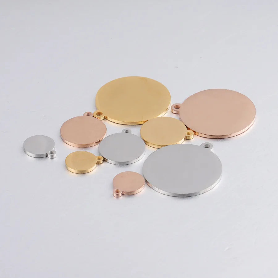 Many Sizes Single Hole Stainless Steel Charms Round Pendant for Earring Necklace Making