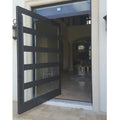 China Manufacturer Custom High End Aluminum Pivot Doors for House Contemporary Black Aluminum Exterior Door With Glass