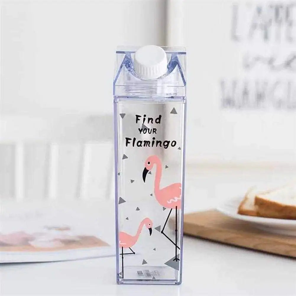 New Products 2025 Cute Plastic Drink Bottle Shaker Milk Box Shaped Clear Acrylic Plain Milk Carton Water Bottle for Custom logo