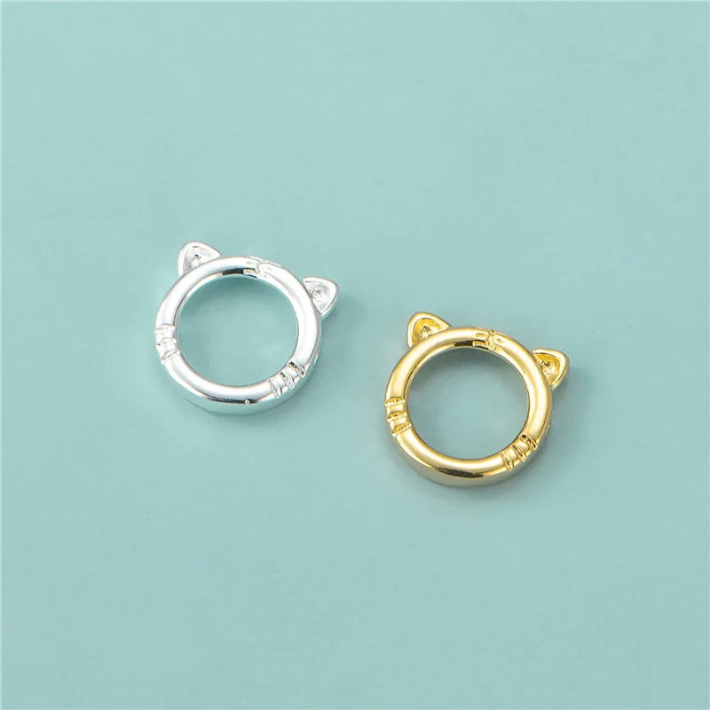 Fit 8mm Beads Cute 925 Sterling Silver Hollow Tiger Head Bezel for DIY Gemstone Pendant Jewelry Making
