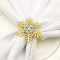 Gold Metal Rhinestone Napkin Ring Christmas Snowflake Napkin Holder for Party Table Decoration