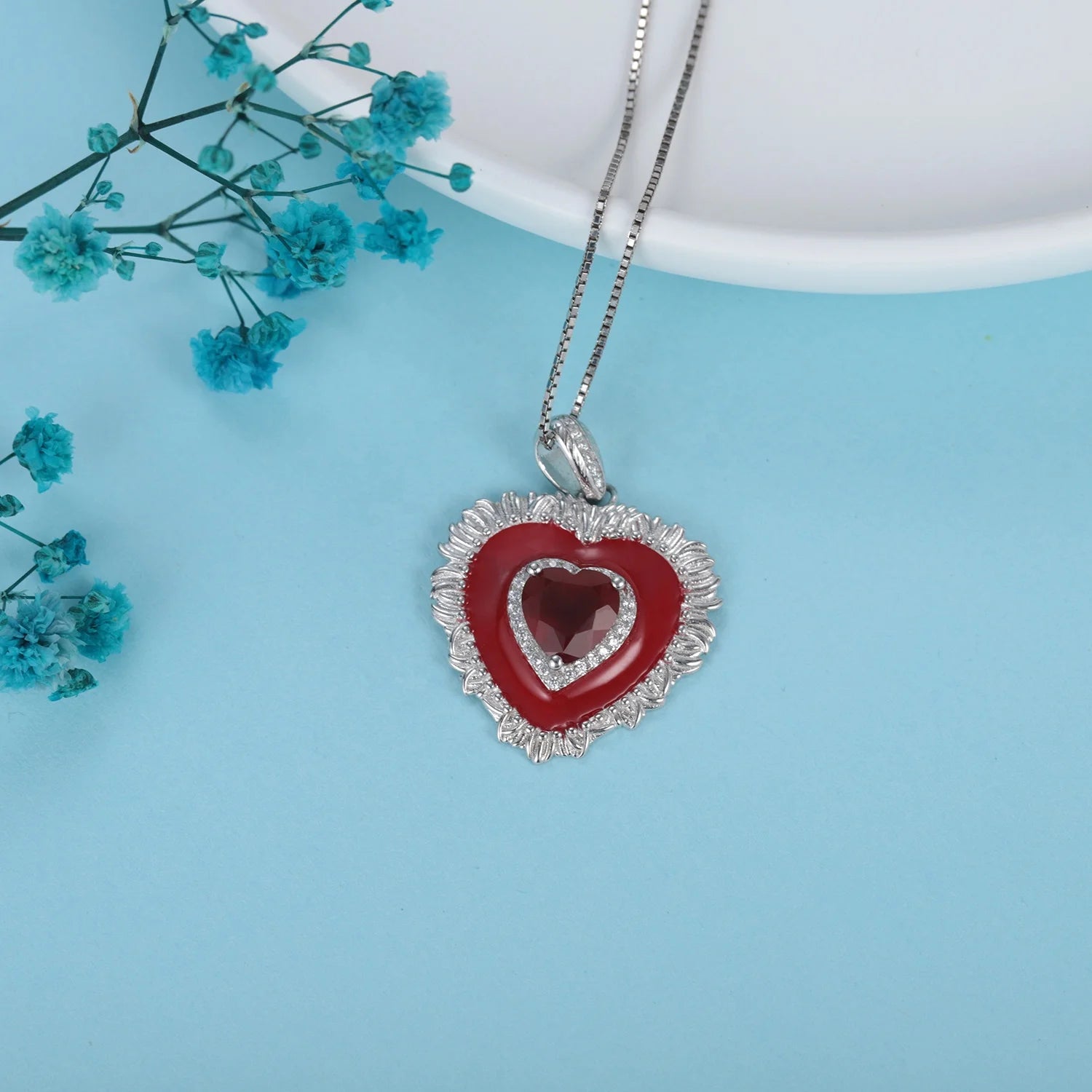 C8235 Abiding Jewelry Enamel Designer Pendant Heart Pendant Necklace Custom Sterling 925 Silver Pendant