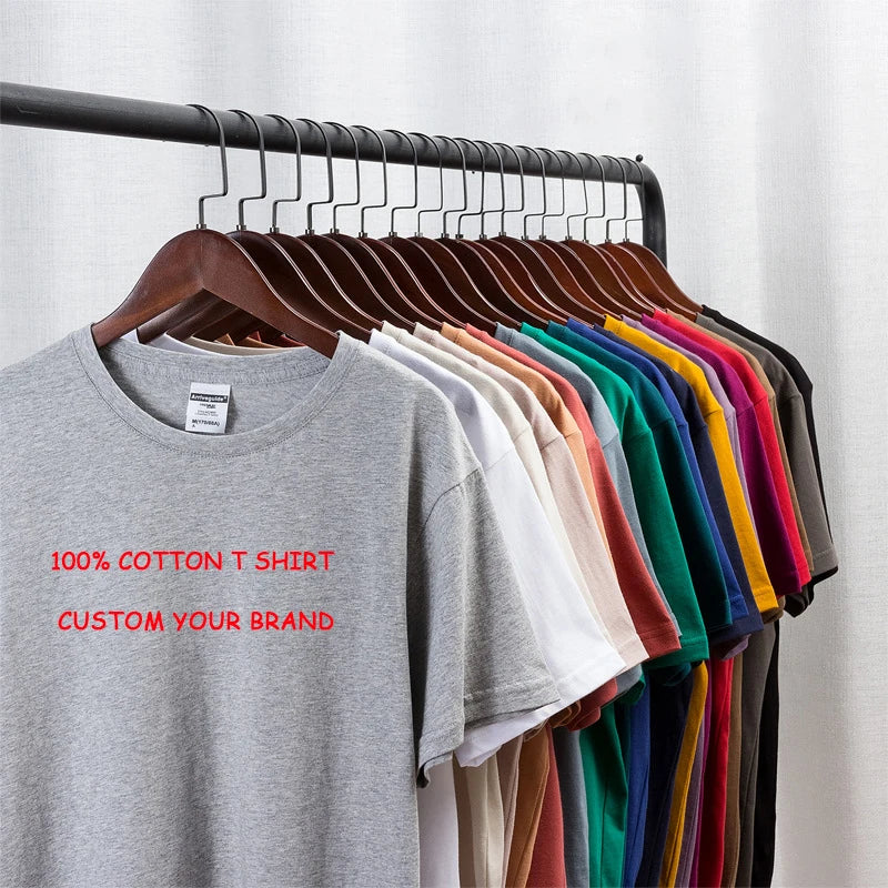 OEM/ODM Wholesale Custom Your Brand Logo 100% Cotton Tshirt Blank Men T Shirt Plain Casual Men's T-shirts
