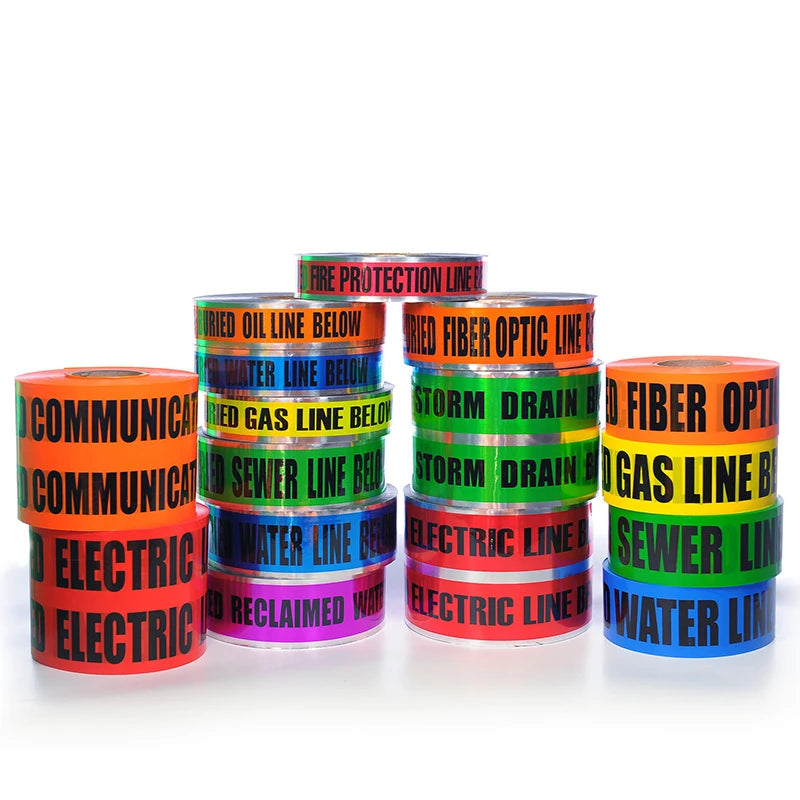 Aluminium Detectable Underground Warning Tape 100mm Wide Non-Adhesive Eco-Friendly Waterproof Cable Hazard 300m Length