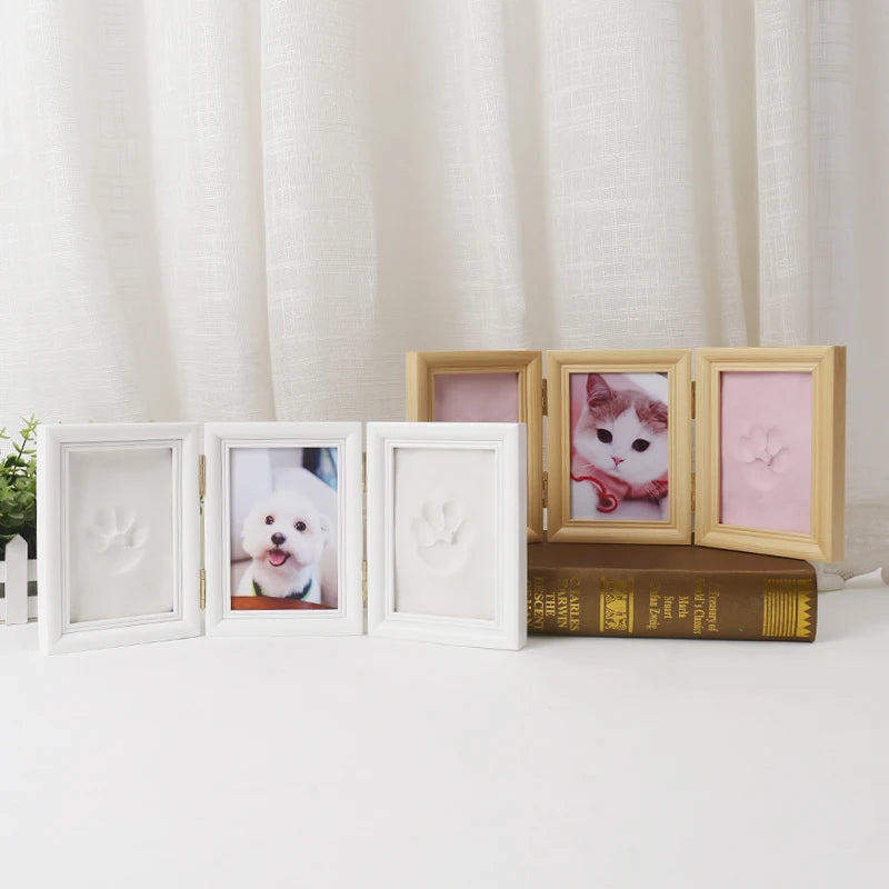 Handmade Dog Paw Print Wooden Photo Frame Set-Folding DIY Personalized Fashionable Minimalist Souvenir Gift with Modern Design