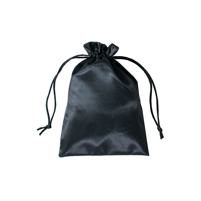 Custom Luxury Black Thick Silk Satin Travel Carry Bag Satin Small Drawstring Bag Drawstring Bags for Sleep Mask