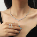 Full Diamond Zircon Necklace Earrings Set Rhinestone Bridal Wedding Jewelry Set