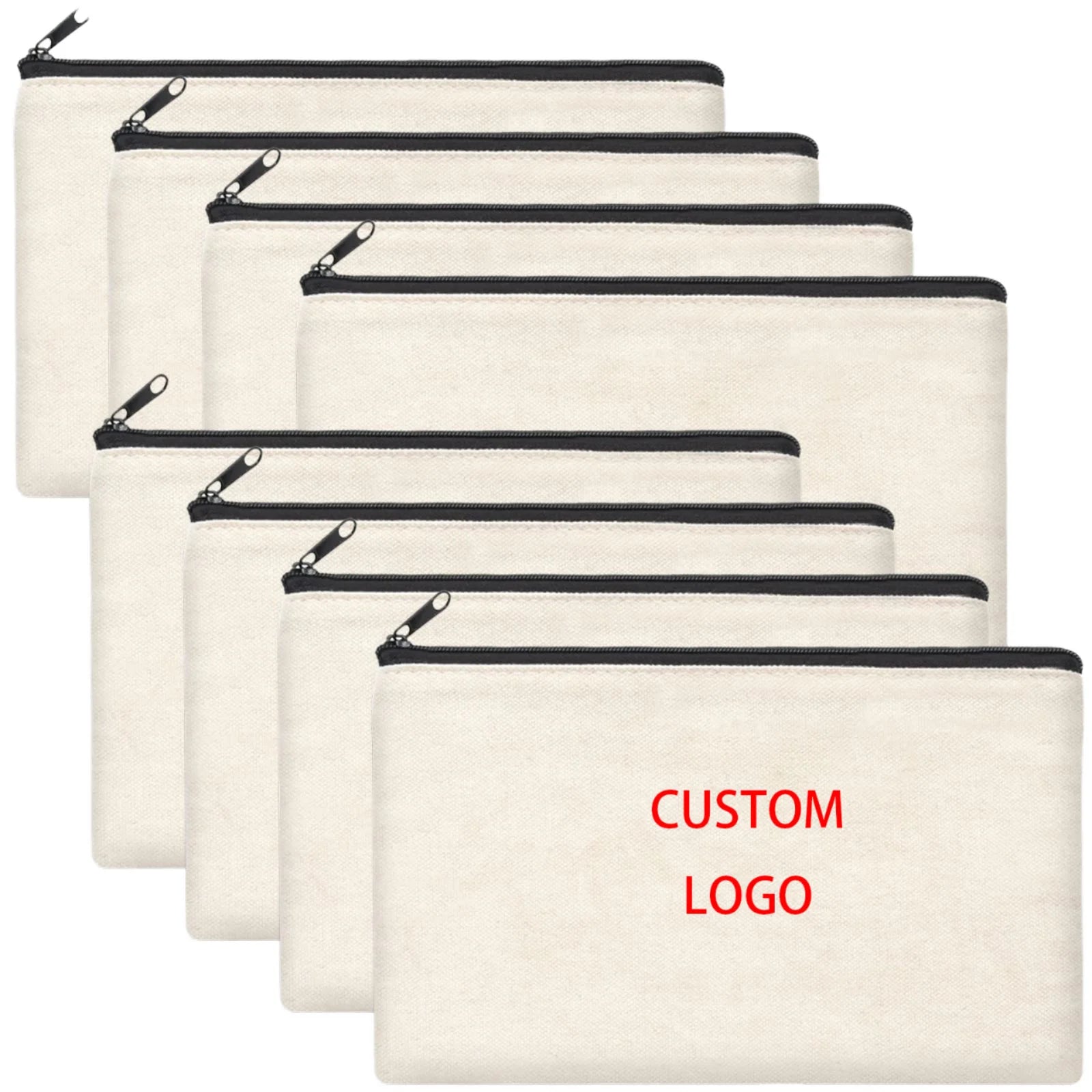 Wholesale Eco-Friendly Reusable Large Capacity Cotton Canvas Soft Handle Double Sided Zipper Makeup Bag Portable Water Resistant