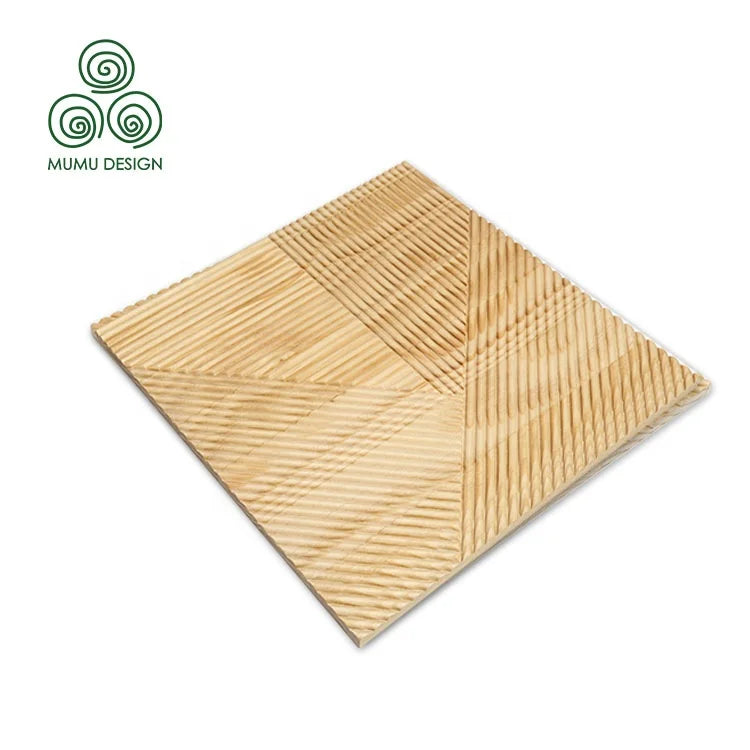 MUMU Real Nordic Luxury Eco-friendly Carved Flexible Wood Slats Wall Board for Living Room