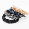 Handmade Gold Black Gray Navy Crystal Beads Flower Hairbands Bride Headband Women Headpiece Wedding Party Dance Hair Jewelry
