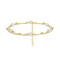 Wholesale 925 Sterling Silver Double Chain Natural Freshwater Pearl Gold Plated Ball Bead Bracelet Jewelry for Women