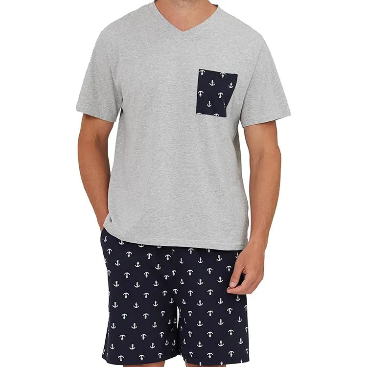 Unisex Summer Short Sleeve Sets Wholesale T-Shirt and Sweat Shorts for Men and Ladies Clothing Set Pajama Suit Lounge Pajamas