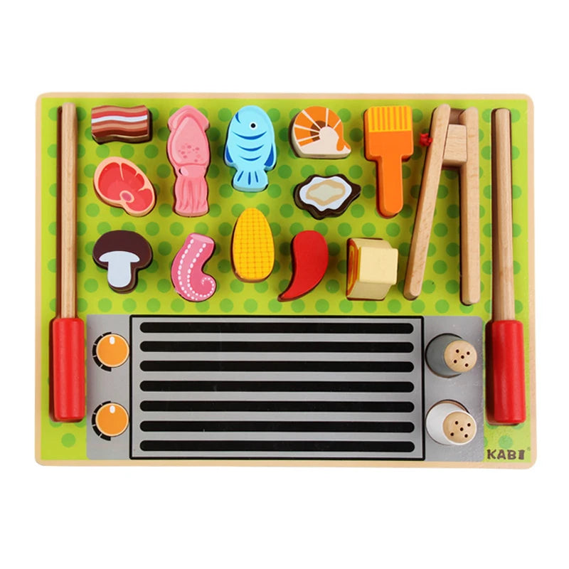 Children's Wooden Simulation Kitchen Play House Ice Cream Fruit Shop Barbecue Set Cognitive Cut Cash Register Educational Toys