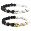 Unisex 8mm Turquoise Volcano Stone Buddha Bead Bracelet Leopard Head Heart Animal Shape Zinc Alloy Imported for Weddings Parties
