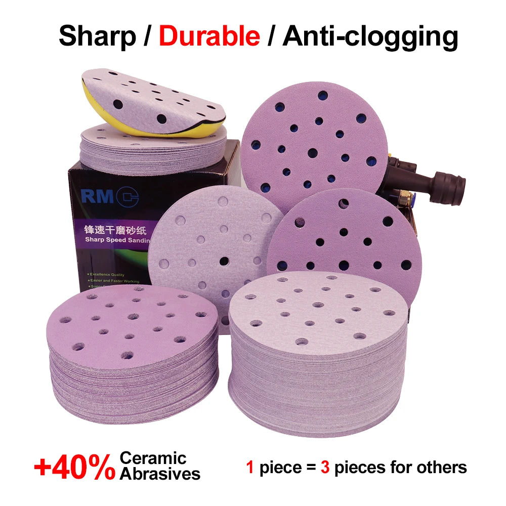 Wholesale RMC 100 PCS 6 Inch 150mm Sand Paper Automotive Sanding Paper Aluminum Oxide Abrasive Sandpaper for Car Autobody Wood