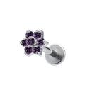 Flowers Zircon Claw Set Ear Stud Flat Tragus Lobe Piercing Stud Labret Stud Titanium Body Piercing Jewelry