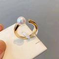 R962 8-9mm Natural Freshwater Pearl Ring Accessory 925 Sterling Silver Adjustable Size Engagement Jewelry Ring for Women