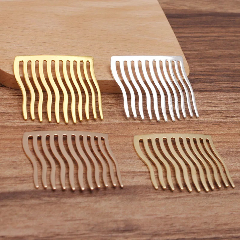 3.8cm*4cm Big Waved 11teeth Brass Hair Combs Hairpins for DIY Hair Accessories Metal Hair Forks for Handmade Hairstyles