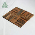 MUMU Classic Natural Decoration Wood Wall Shelf Plate Mosaic Tiles 3D Old Board Panels Wooden Mosaico